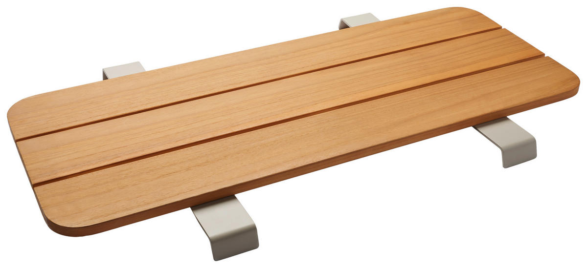 EINLEGEPLATTE Teakholz massiv Teakfarben, Greige  - Greige/Teakfarben, Basics, Holz/Metall (84/48/5cm) - Stern