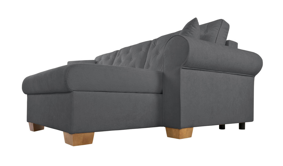 ECKSOFA Arles Dunkelgrau  - Dunkelgrau/Buchefarben, Design, Holz/Textil (266/161cm) - MID.YOU