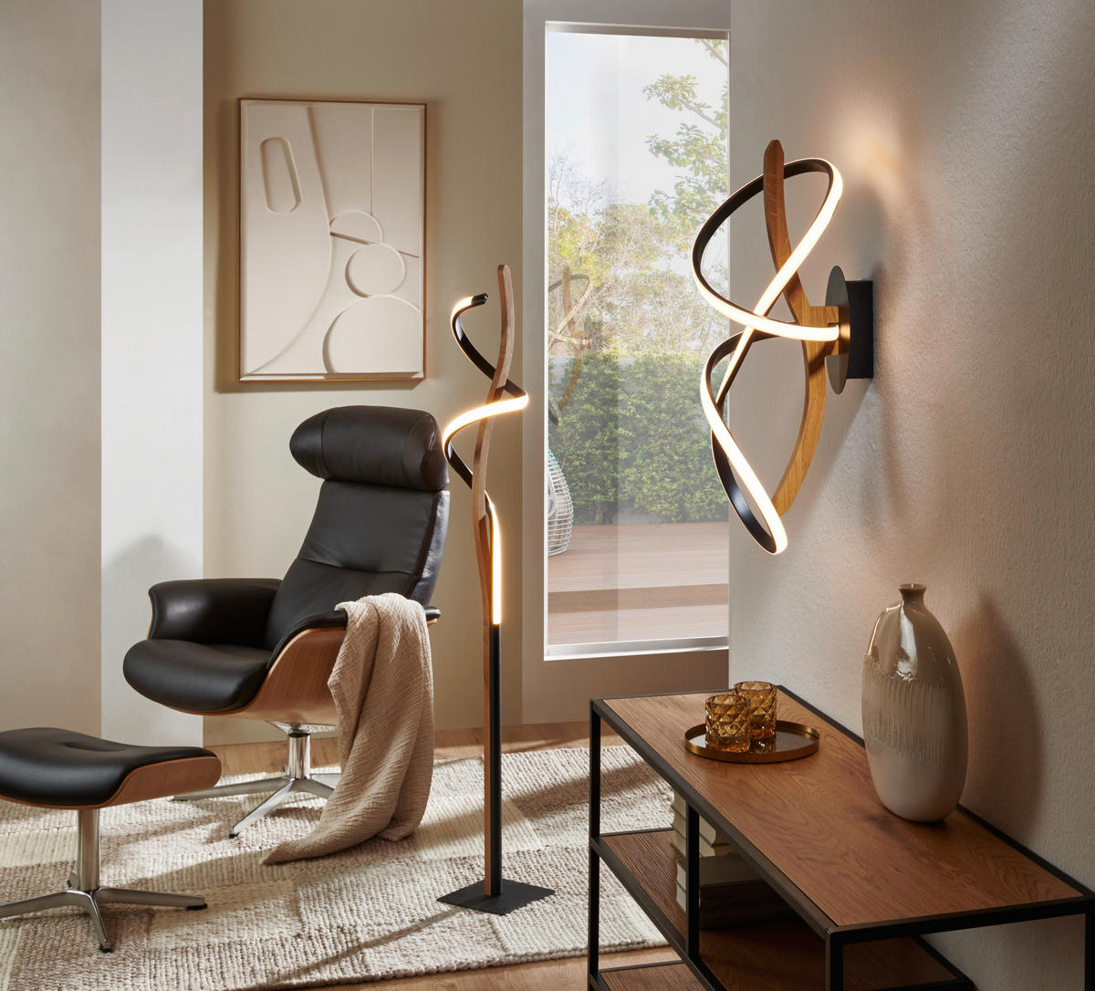 LED-DECKENLEUCHTE Argentina 45/45/18 cm   - Schwarz, Design, Holz/Metall (45/45/18cm) - Waldwelt