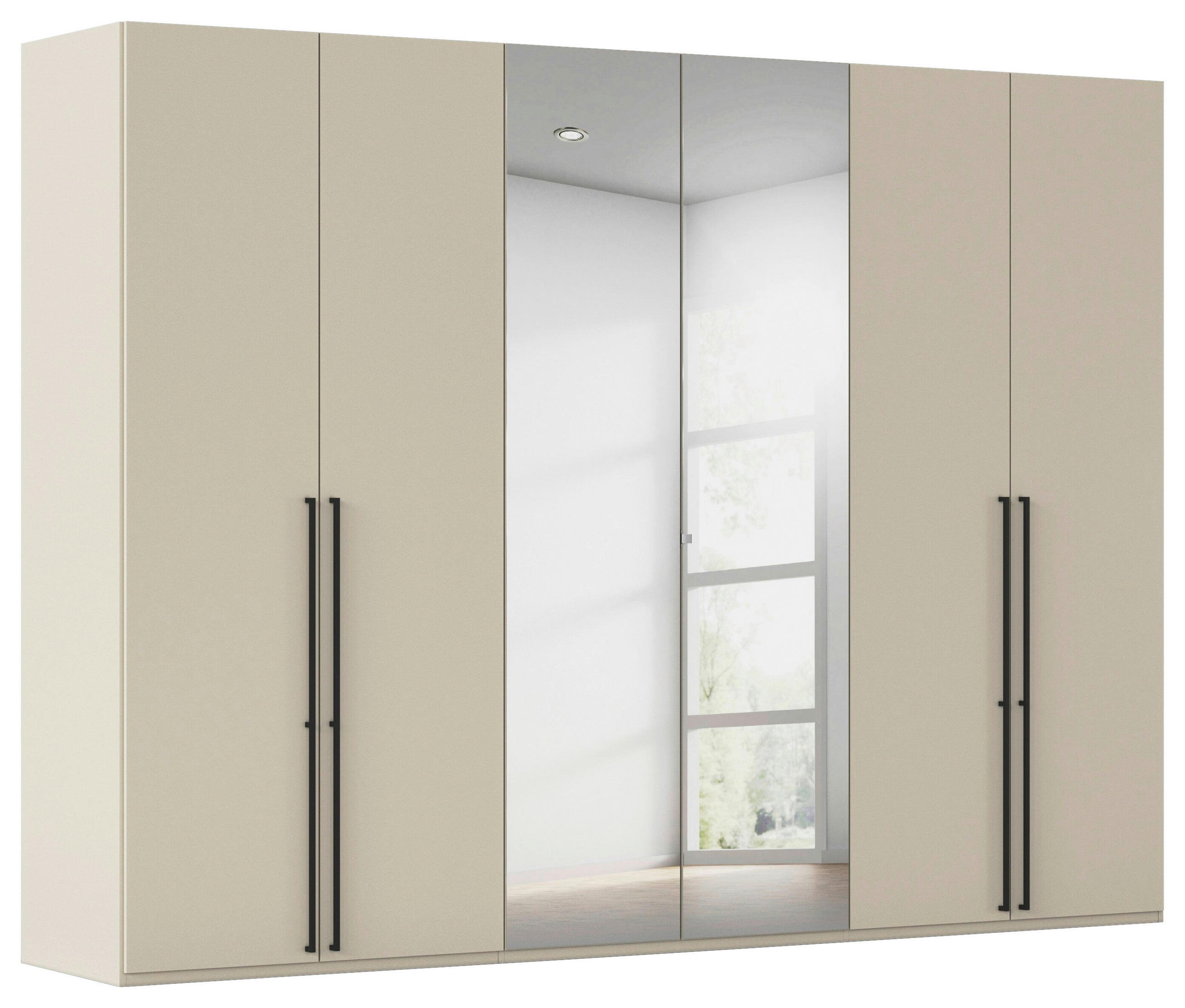 DREHTÜRENSCHRANK 301/223/61 cm,  in Champagner, 6-türig  - Chromfarben/Champagner, Basics, Glas/Holzwerkstoff (301/223/61cm) - Novel