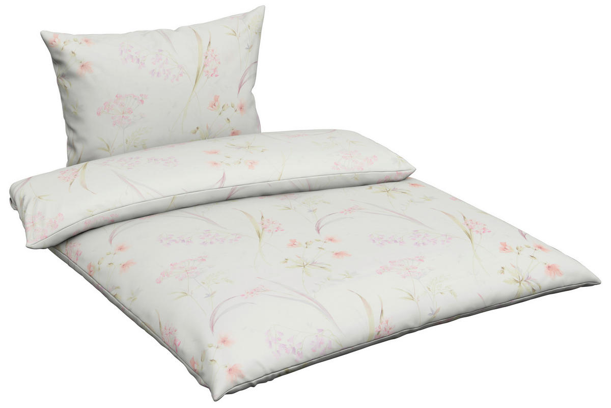 BETTWÄSCHESET Makosatin 160/210 cm  065 cm/100 cm  - Rosa/Grün, Konventionell, Textil (160/210cm) - Estella