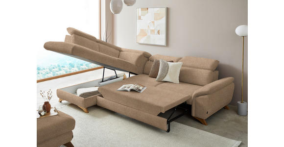 ECKSOFA in Bouclé Hellbraun  - Hellbraun/Eichefarben, MODERN, Holz/Textil (212/287cm) - Valnatura