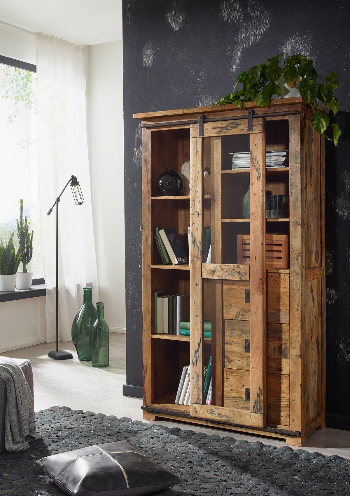 VITRINA 100/175/45 cm   - prirodne boje, Konvencionalno, staklo/metal (100/175/45cm) - Livetastic