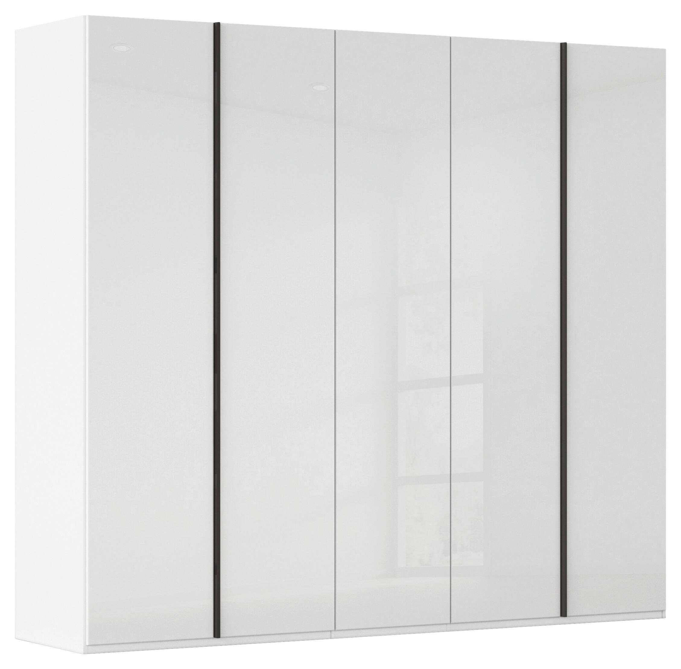 DREHTÜRENSCHRANK 251/223/61 cm,  in Weiß, 5-türig  - Graphitfarben/Weiß, Basics, Glas/Holzwerkstoff (251/223/61cm) - Novel