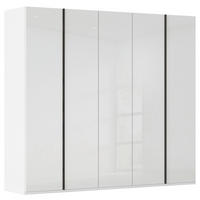 DREHTÜRENSCHRANK 251/223/61 cm,  in Weiß, 5-türig  - Graphitfarben/Weiß, Basics, Glas/Holzwerkstoff (251/223/61cm) - Novel