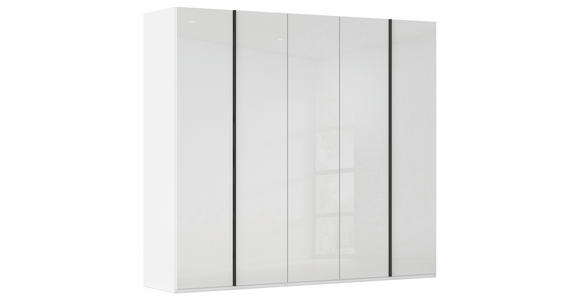 DREHTÜRENSCHRANK 251/223/61 cm,  in Weiß, 5-türig  - Graphitfarben/Weiß, Basics, Glas/Holzwerkstoff (251/223/61cm) - Novel