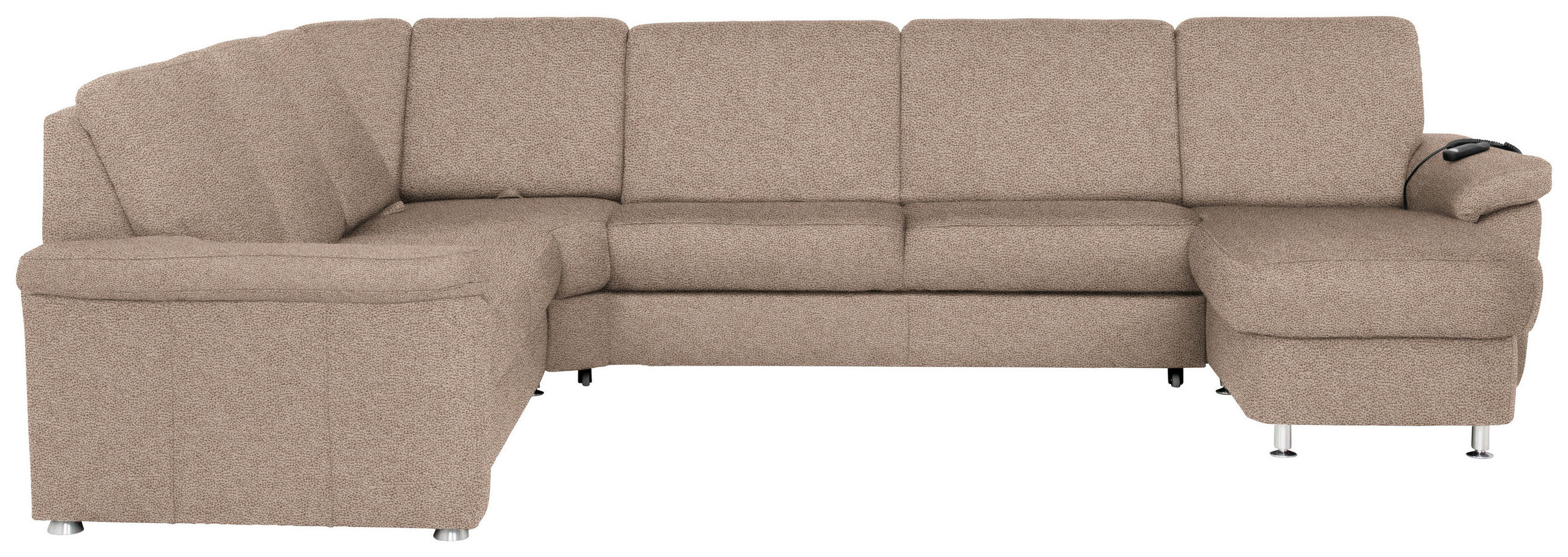 WOHNLANDSCHAFT Sandfarben Flachgewebe  - Sandfarben/Chromfarben, KONVENTIONELL, Textil/Metall (240/330/163cm) - Beldomo System