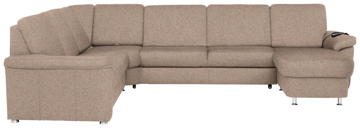 WOHNLANDSCHAFT in Flachgewebe Sandfarben  - Sandfarben/Chromfarben, Konventionell, Textil/Metall (240/330/163cm) - Beldomo System