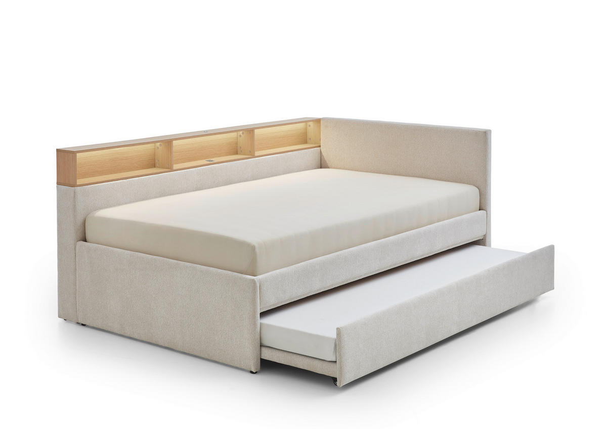 AUSZIEHBETT 120/200 cm,  in Beige, Matratze, Lattenrost  - Beige, MODERN, Holz/Holzwerkstoff (120/200cm) - Stylife