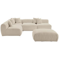 ECKSOFA inkl. Hocker BLOOM Beige Flachgewebe, Teddystoff  - Beige, Trend, Textil (235/315cm) - Livetastic