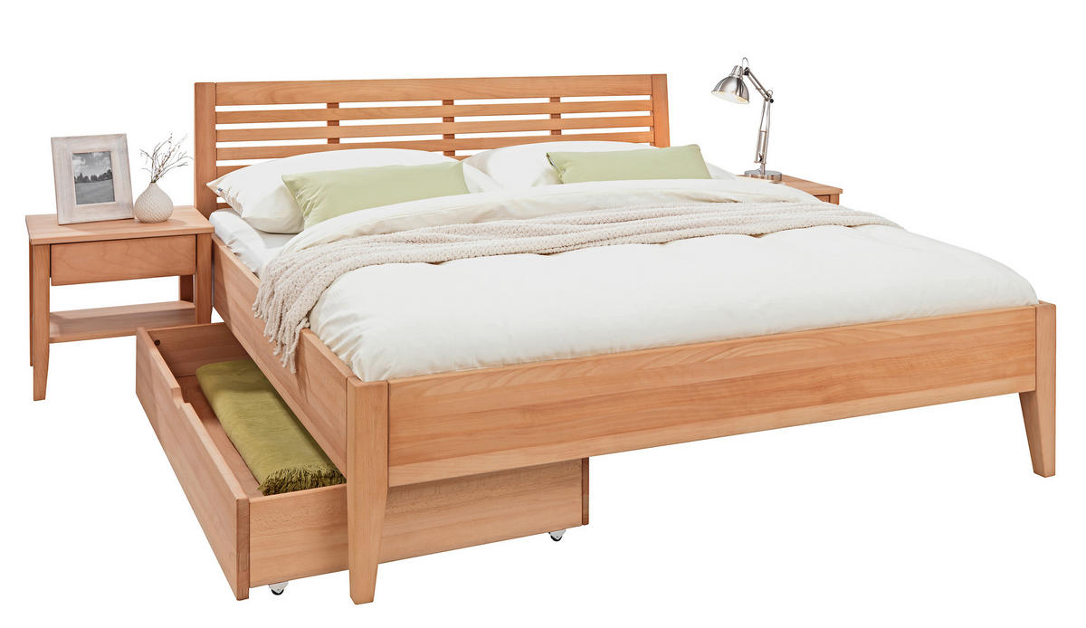 POSTEĽ, 180/200 cm, farba buka - farba buka/prírodná farba, Konventionell, drevo (180/200cm) - Linea Natura