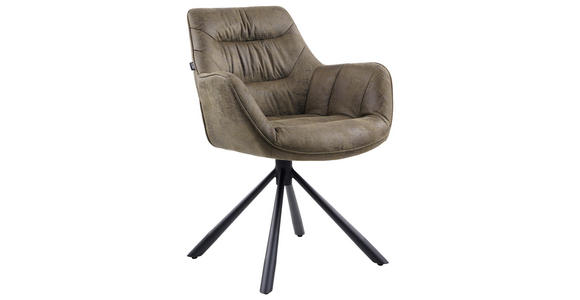 ARMLEHNSTUHL  Stoffauswahl, Typenauswahl, Sitzfläche 360° drehbar Struktur  - Schwarz/Grün, Design, Textil/Metall (62/83,5/63cm) - Hom`in