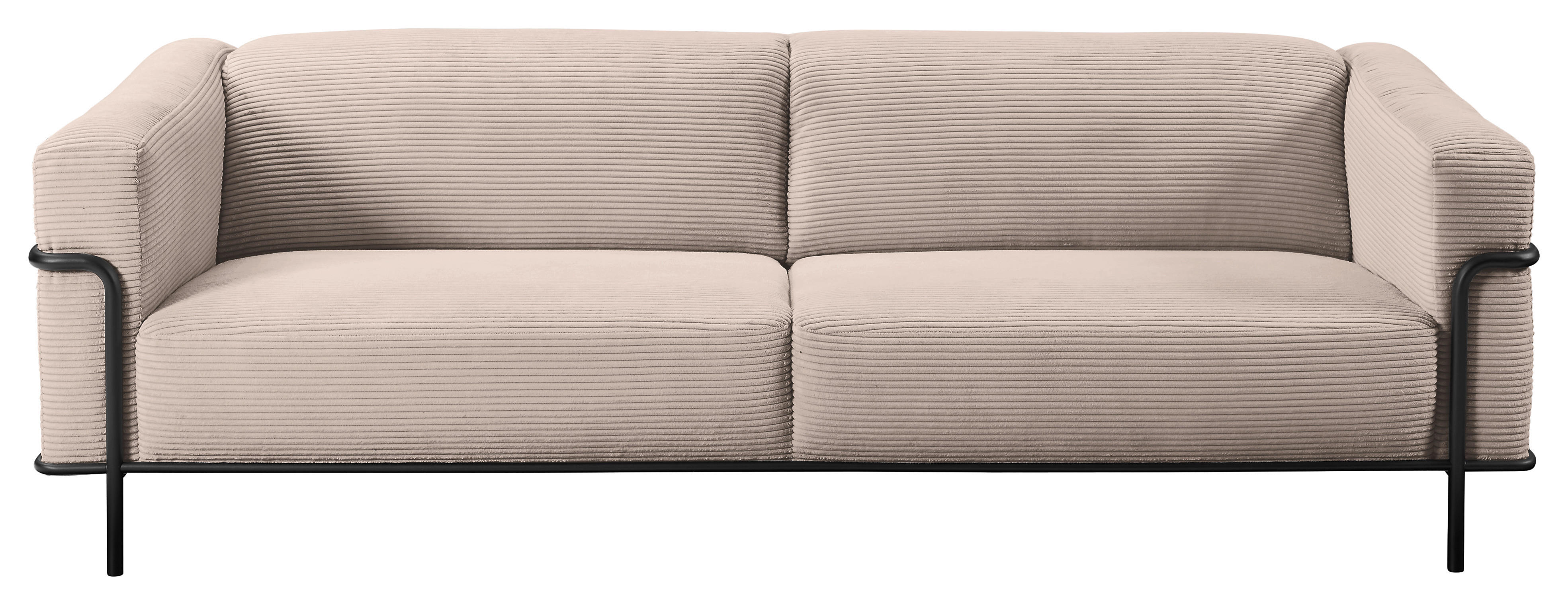 3-SITZER-SOFA Cord Taupe  - Taupe/Schwarz, Design, Textil/Metall (236/67/96cm) - Johann Jakob