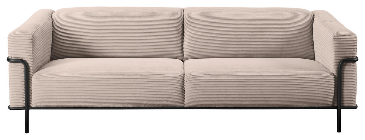 3-SITZER-SOFA Cord Taupe  - Taupe/Schwarz, Design, Textil/Metall (236/67/96cm) - Johann Jakob