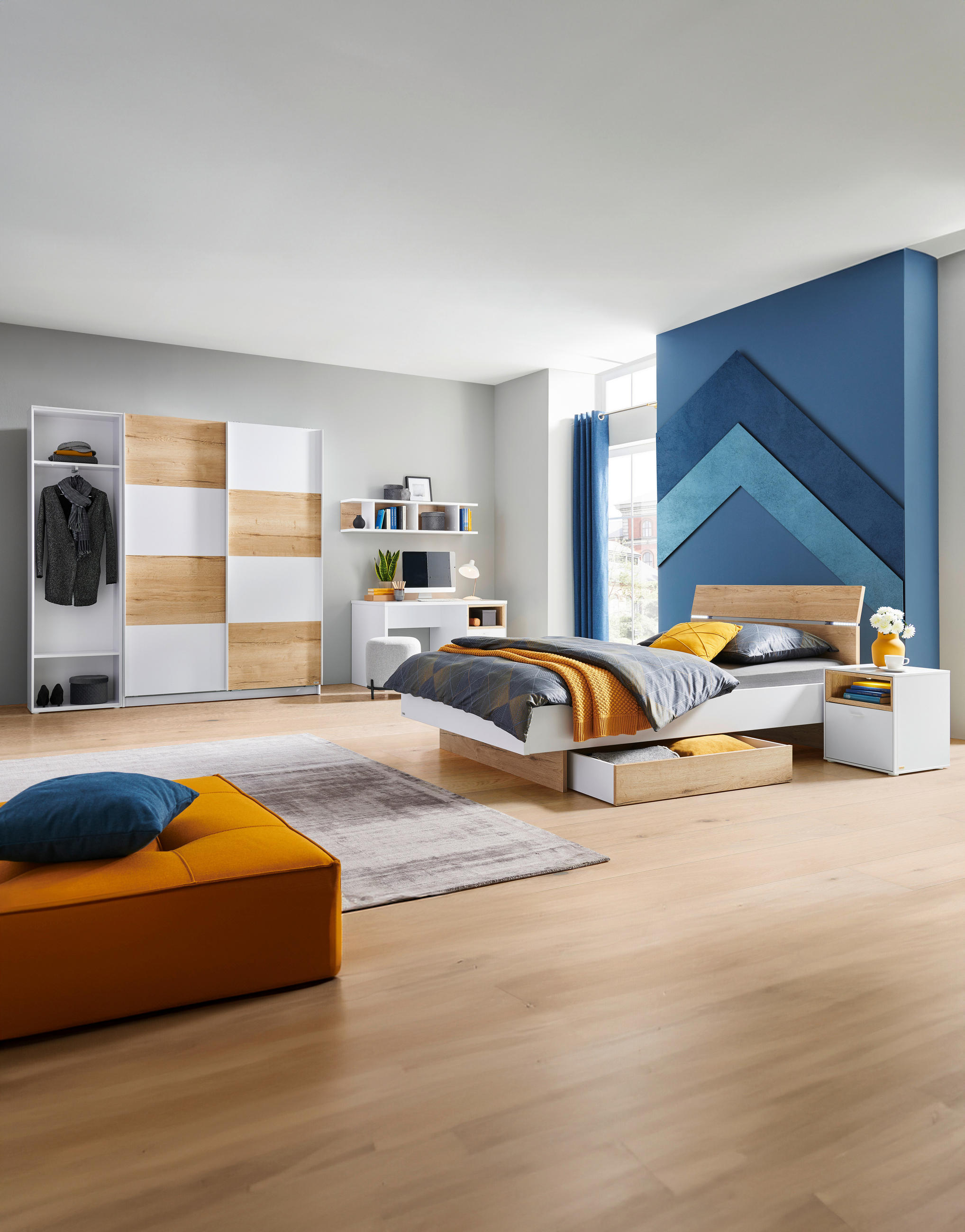 KREVET   120/200 cm   bijela, boje hrasta  - bijela/boje hrasta, Design, drvni materijal (120/200cm) - Hom`in