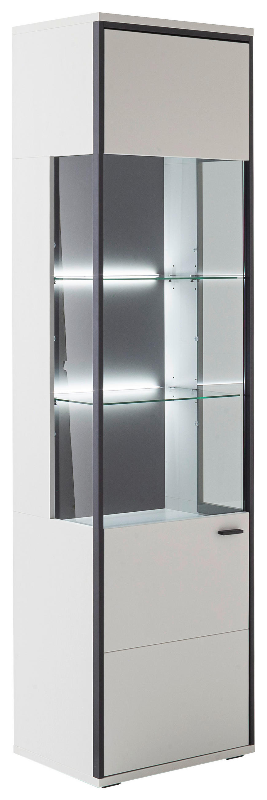 VITRINE Schwarz, Weiss  54/199/38 cm  - Weiss/Schwarz, Design, Glas/Holzwerkstoff (54/199/38cm) - Stylife