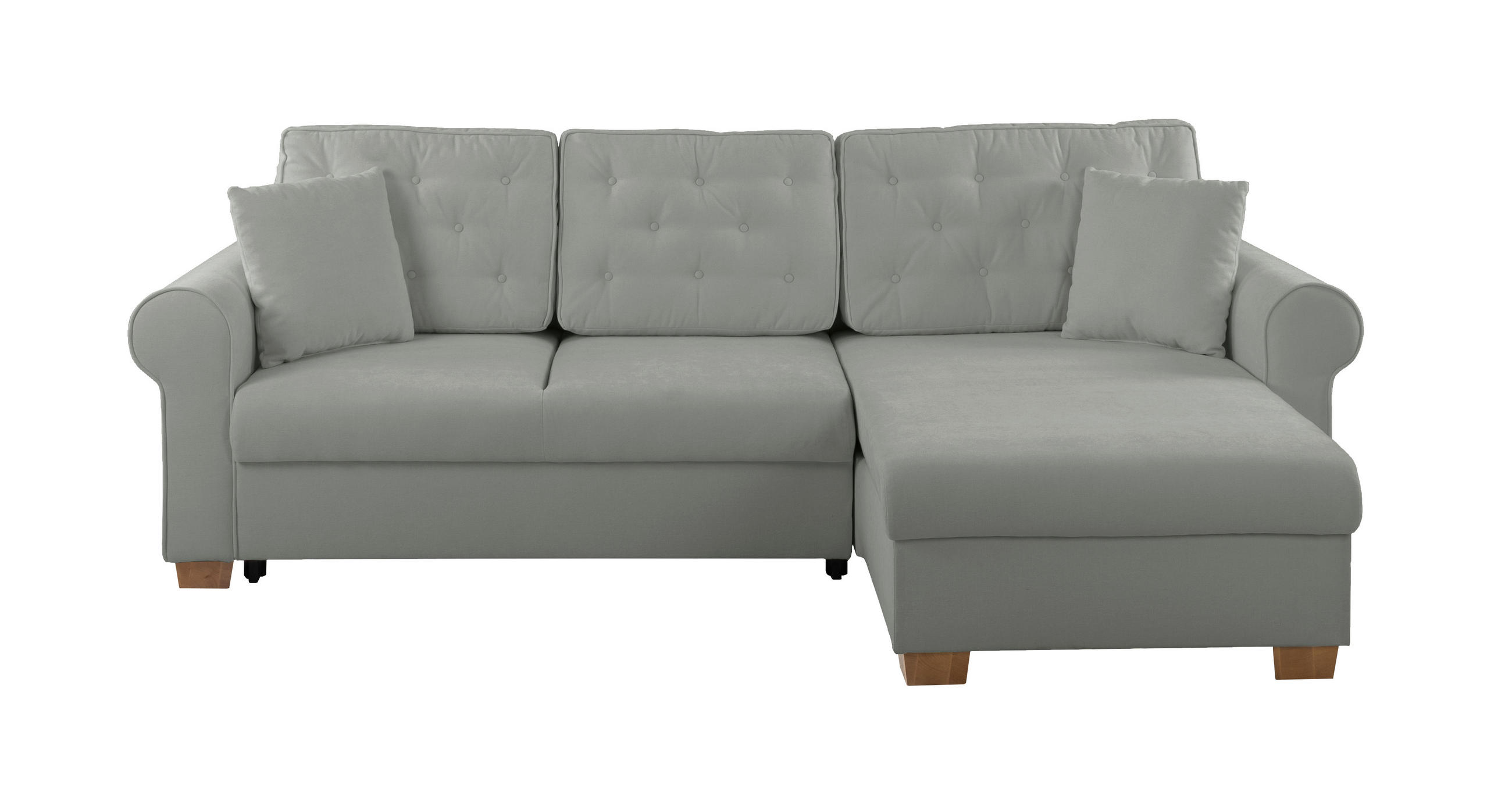 ECKSOFA in Dunkelgrau  - Dunkelgrau/Buchefarben, Design, Holz/Textil (266/161cm) - MID.YOU