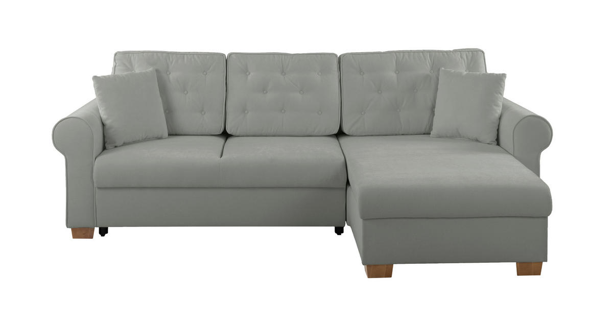 ECKSOFA in Dunkelgrau  - Dunkelgrau/Buchefarben, Design, Holz/Textil (266/161cm) - MID.YOU