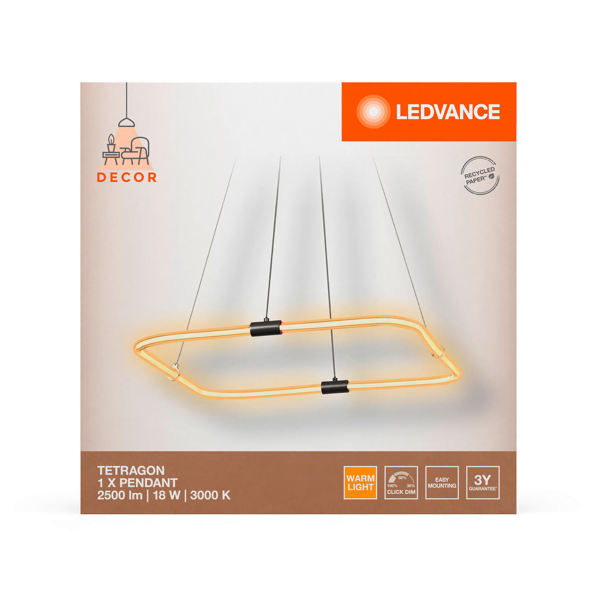 LED-PENDELLEUCHTE 56,7/56,6/70 cm  - Dunkelgrau, Design, Kunststoff (56,7/56,6/70cm) - Ledvance