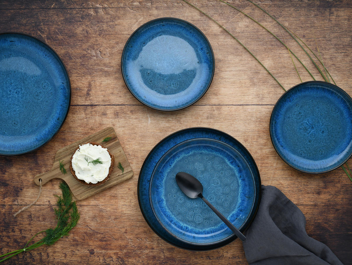 JÍDELNÍ SOUPRAVA, kamenina - modrá, Basics, keramika (44/43/32cm) - Creatable