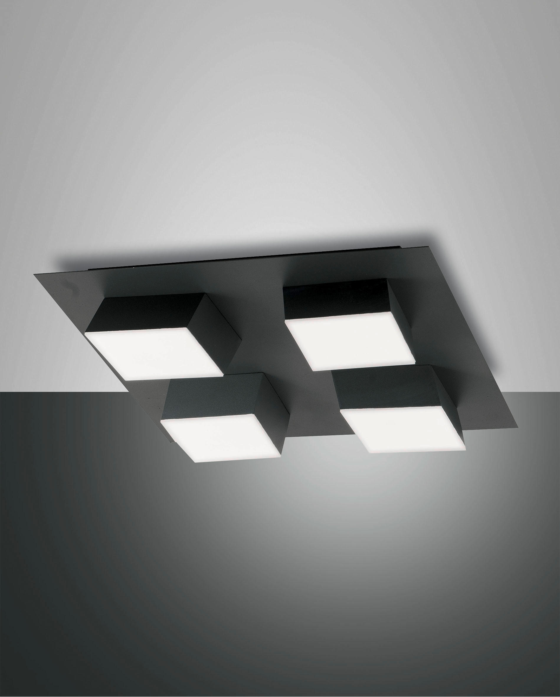 LED-DECKENLEUCHTE Lucas 35/35/8 cm   - Anthrazit, Design, Kunststoff/Metall (35/35/8cm) - Fabas Luce