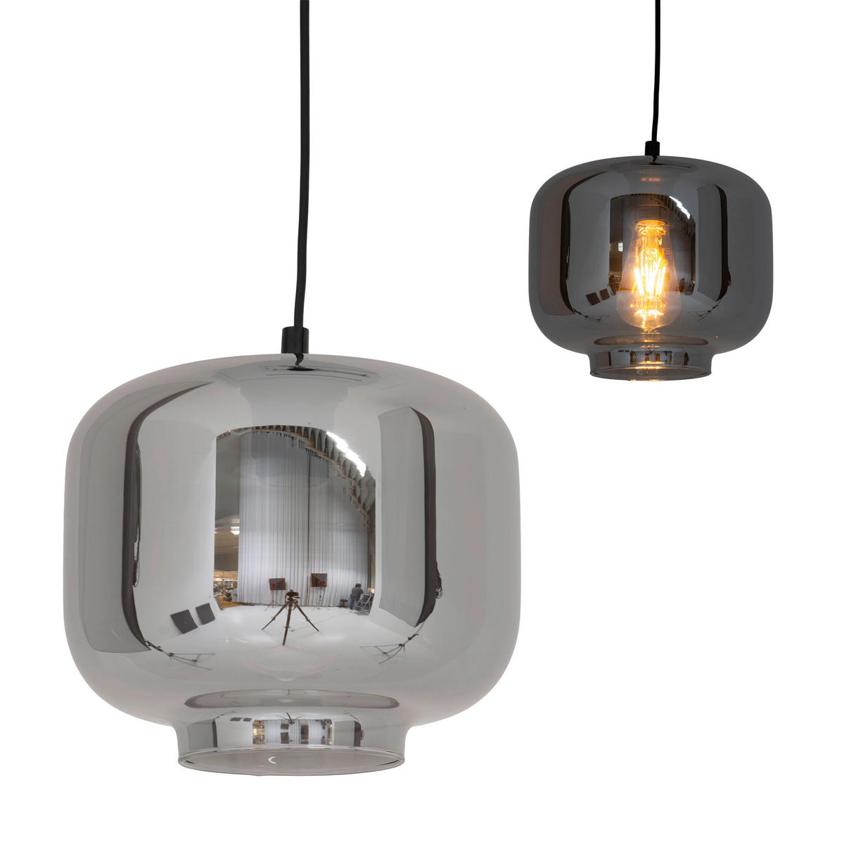 HÄNGELEUCHTE 25/121 cm   - Anthrazit/Schwarz, Design, Glas/Metall (25/121cm) - Näve