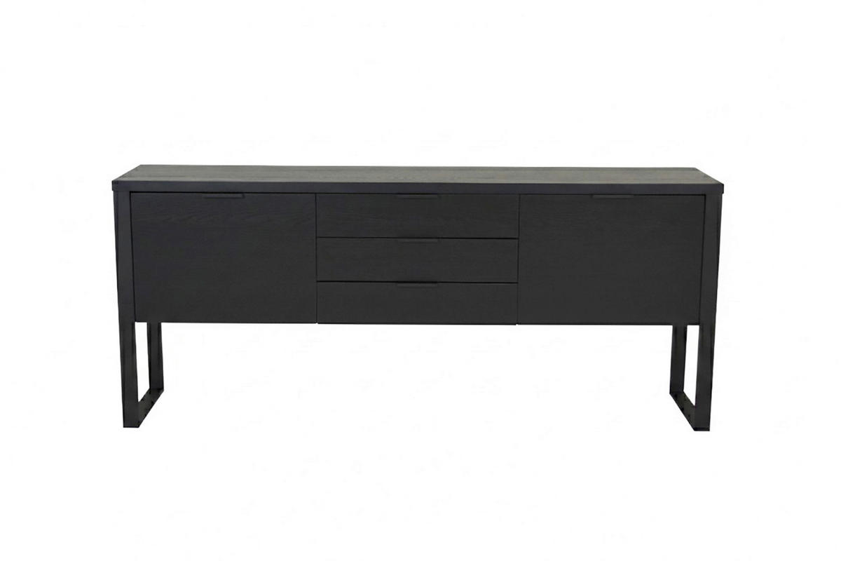 SIDEBOARD  180/76,2/39,5 cm 3 Schublade(n)  - Schwarz, KONVENTIONELL, Holzwerkstoff/Metall (180/76,2/39,5cm) - MID.YOU
