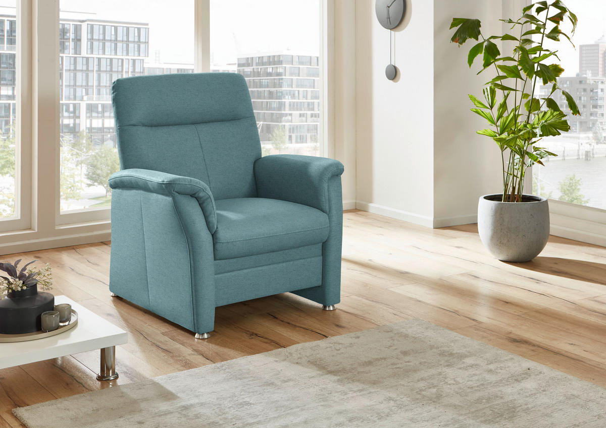 SESSEL Flachgewebe Hellblau  - Alufarben/Hellblau, Konventionell, Textil/Metall (90/100/89cm) - Beldomo Comfort