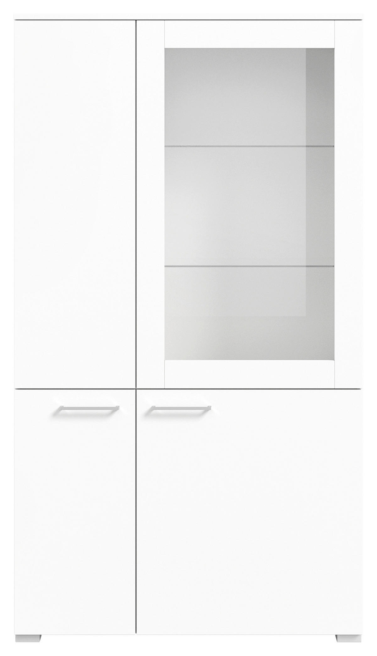 VITRINE in Weiß  - Edelstahlfarben/Weiß, Design, Glas/Holzwerkstoff (100/143,3/41,9cm) - Cantus