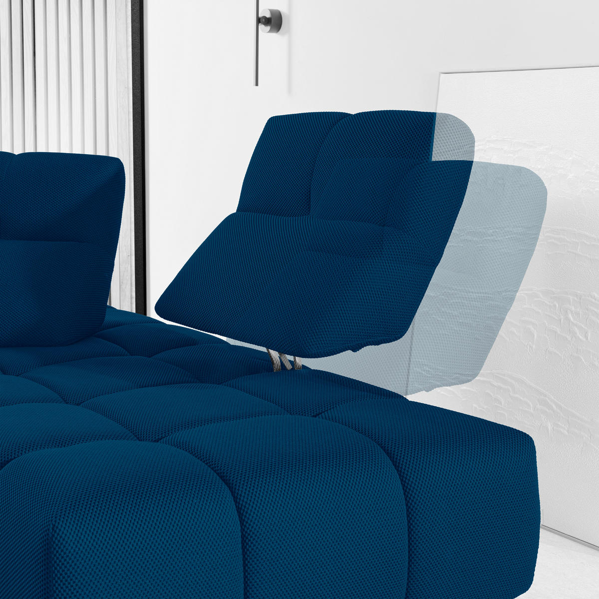 ECKSOFA in Struktur Blau  - Blau/Schwarz, Design, Kunststoff/Textil (313/233cm) - Emilio Belluti