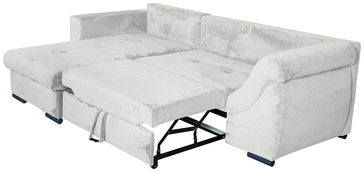 ECKSOFA Hellgrau Cord  - Hellgrau/Schwarz, KONVENTIONELL, Textil/Metall (168/258cm) - Carryhome