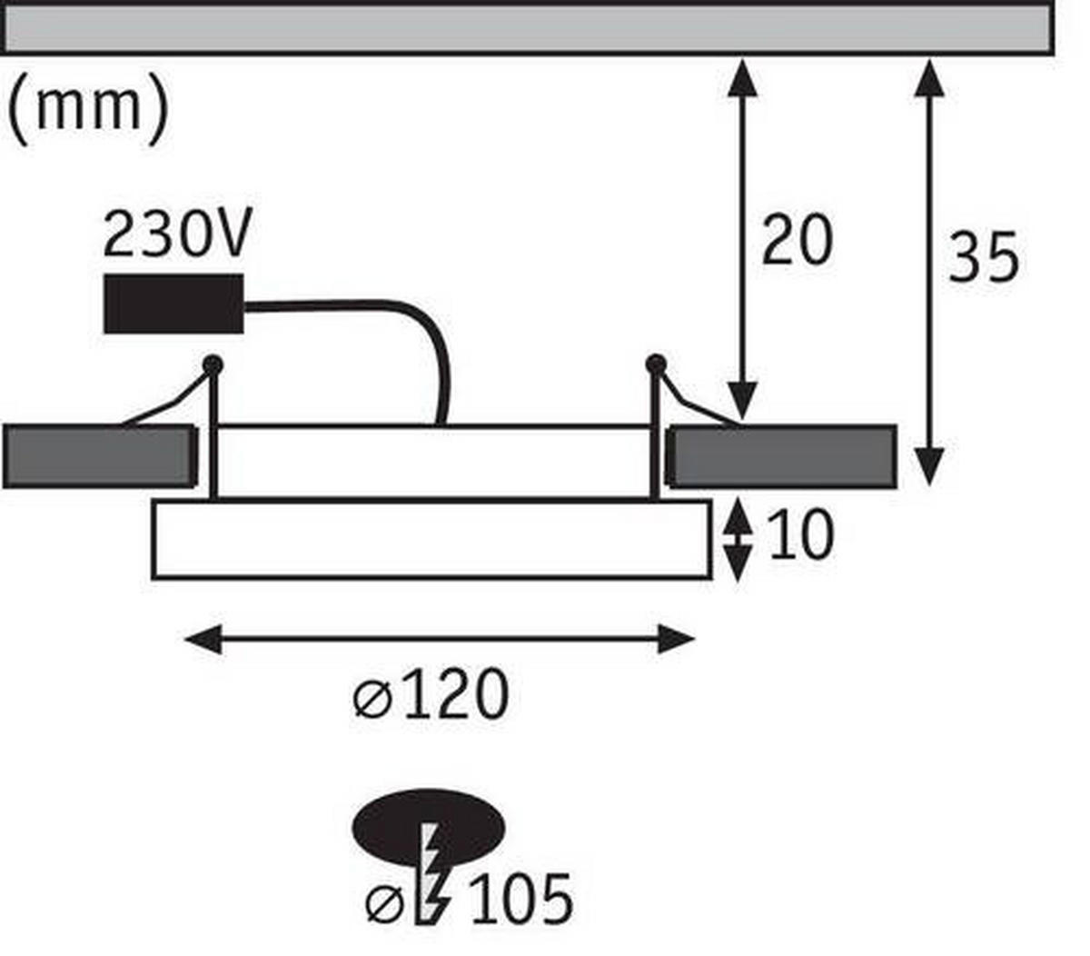 LED-PANEEL 92944 12 cm  - Weiß, Basics, Kunststoff (12cm) - Paulmann