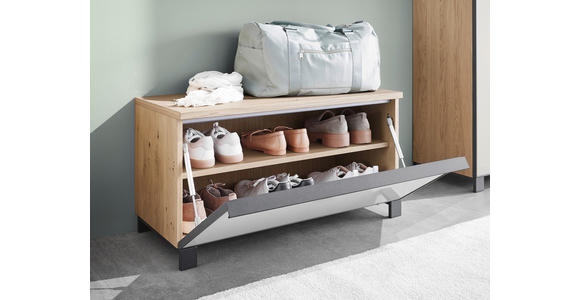 GARDEROBENBANK  in 84/45/40 cm  - Eichefarben/Anthrazit, Design, Glas/Holz (84/45/40cm) - Dieter Knoll