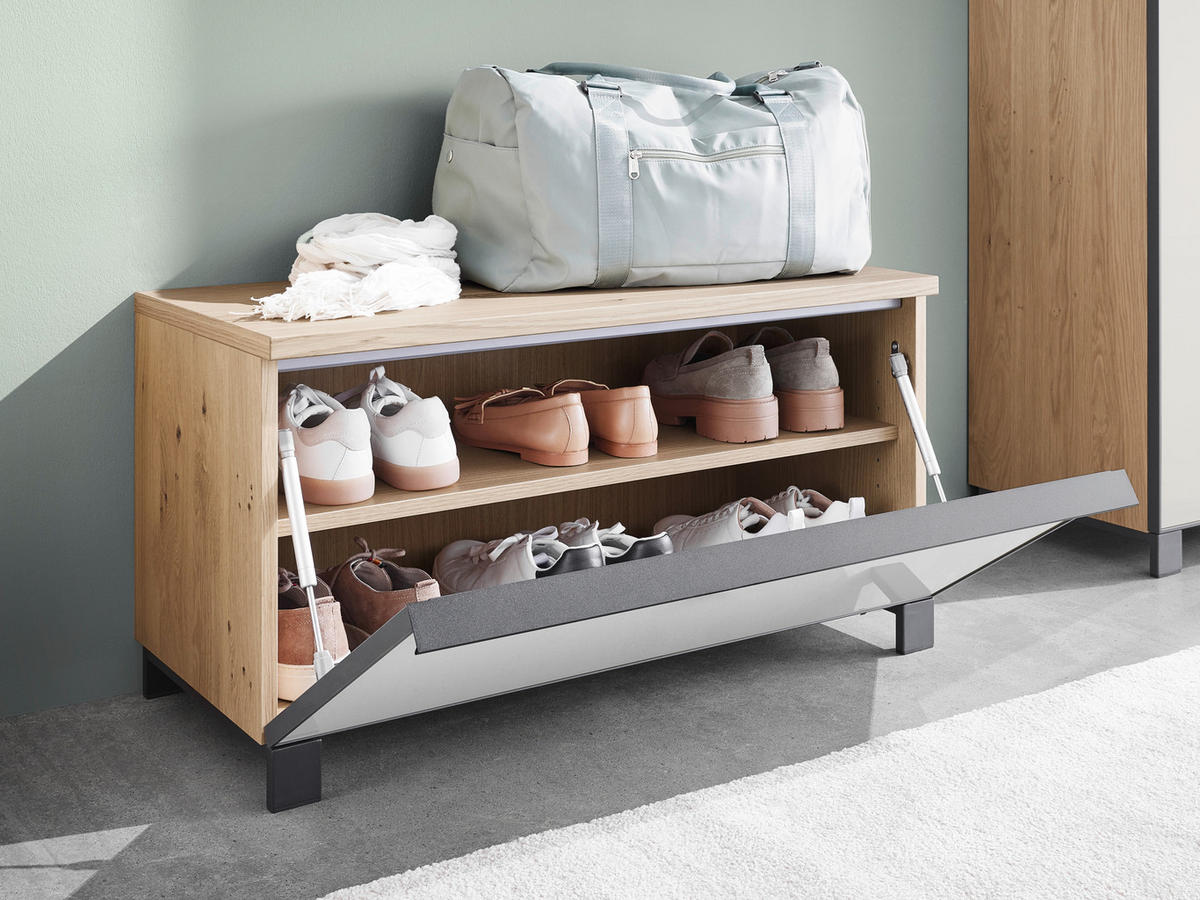 GARDEROBE 4-teilig  in 180/193/37 cm  - Eichefarben/Weiß, Design, Glas/Holz (180/193/37cm) - Dieter Knoll