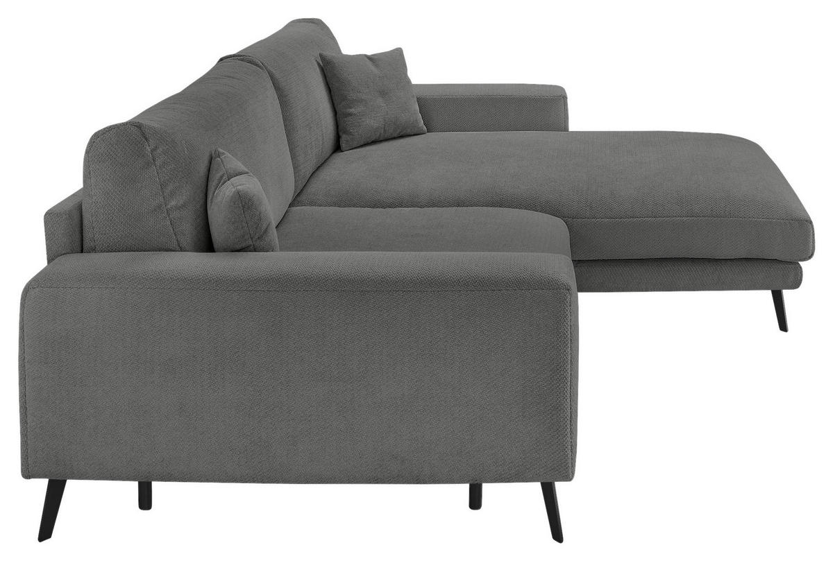 ECKSOFA Dunkelgrau Webstoff  - Dunkelgrau/Schwarz, KONVENTIONELL, Textil/Metall (269/195cm) - SetOne by Musterring