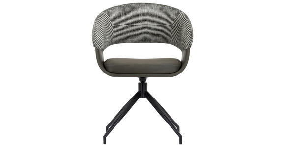 ARMLEHNSTUHL  automatische Rückholfunktion, Sitzfläche 360° drehbar Mikrofaser, Webstoff  - Schwarz/Weiß, Design, Textil/Metall (60/83/62cm) - Novel