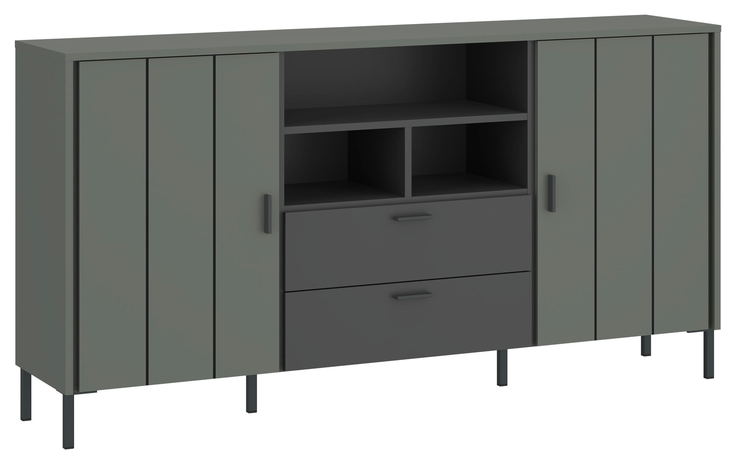 SIDEBOARD SHIRLEY  in 158,2/84,8/40 cm  - Schlammfarben/Anthrazit, Design, Holzwerkstoff/Kunststoff (158,2/84,8/40cm) - Carryhome