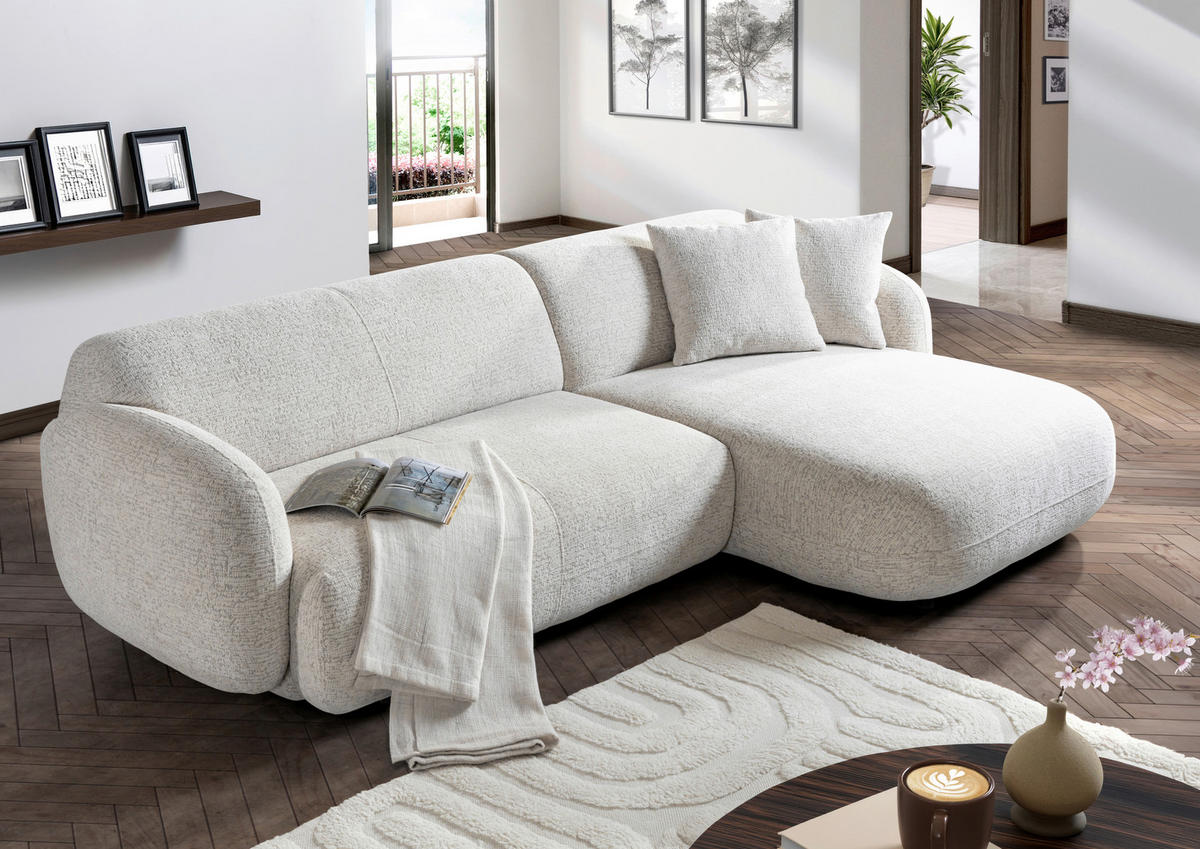 ECKSOFA Flachgewebe Creme, Beige  - Beige/Creme, Modern, Kunststoff/Textil (275/162cm) - Carryhome
