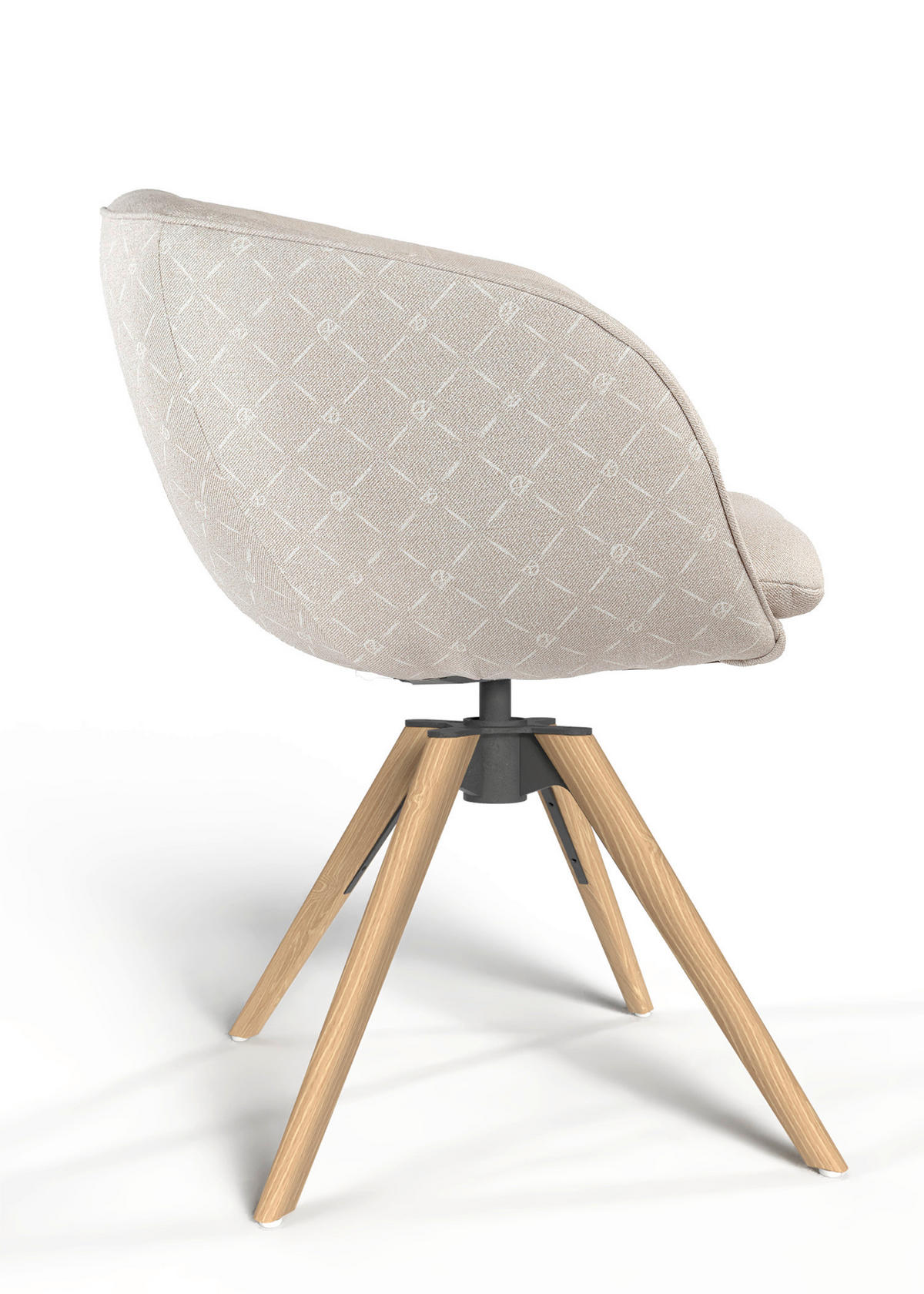 ARMLEHNSTUHL  Sitzfläche 360° drehbar, Gestellauswahl, ergonomische Rückenlehne, Stoff-/Lederauswahl Jacquard  Sandfarben  - Sandfarben/Eichefarben, Design, Holz/Textil (56/85/64cm) - Dieter Knoll