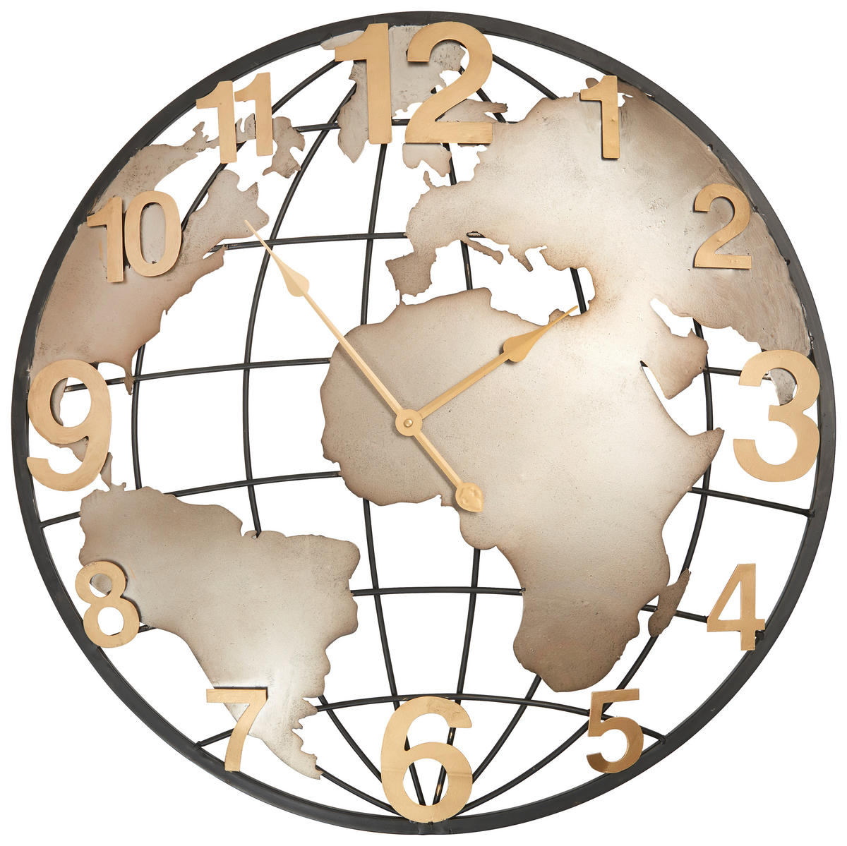 STENSKA URA  rjava, črna, zlate barve 76 cm  - zlate barve/črna, Basics, kovina (76cm) - Ambia Home