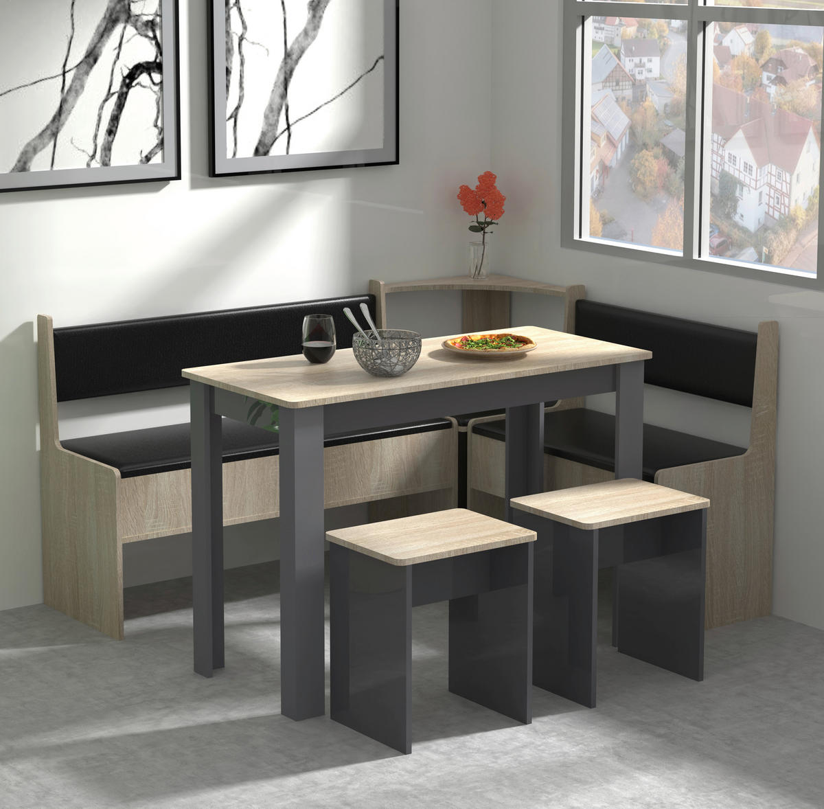 ECKBANKGRUPPE Anthrazit  - Anthrazit, MODERN (153/115cm) - MID.YOU