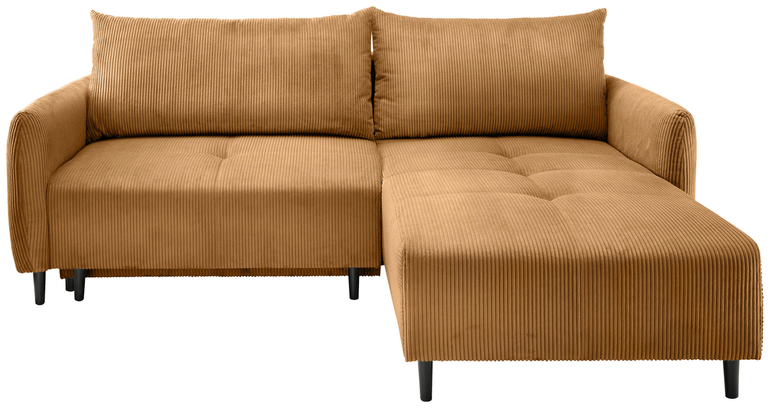ECKSCHLAFSOFA in Cord Goldfarben - Goldfarben/Schwarz, Basics, Holz/Textil (238/174cm) - Livetastic
