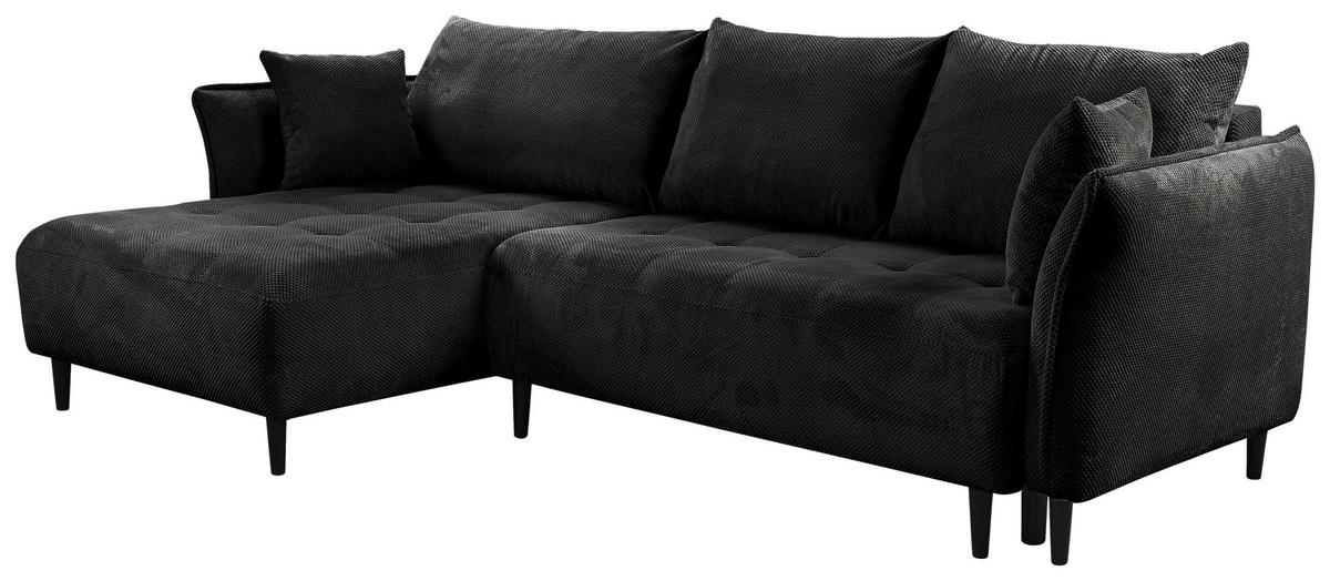 ECKSOFA in Chenille Schwarz  - Schwarz, Konventionell, Holz/Textil (160/290cm) - MID.YOU