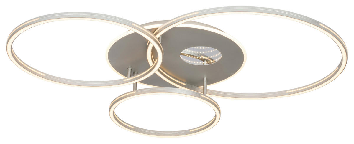 LED-DECKENLEUCHTE Oria 111/86/13 cm  - Nickelfarben, Design, Kunststoff/Metall (111/86/13cm) - Novel