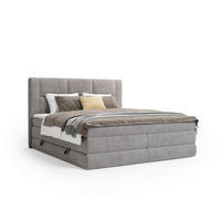 BOXSPRINGBETT 180/200 cm,  in Taupe, gepolstertes Kopfteil, Bettkasten, Topper, Wendematratze mit unterschiedlichen Härtegraden, H2 + H3 = mittel + fest  - Taupe/Schwarz, Design, Kunststoff/Textil (180/200cm) - Esposa