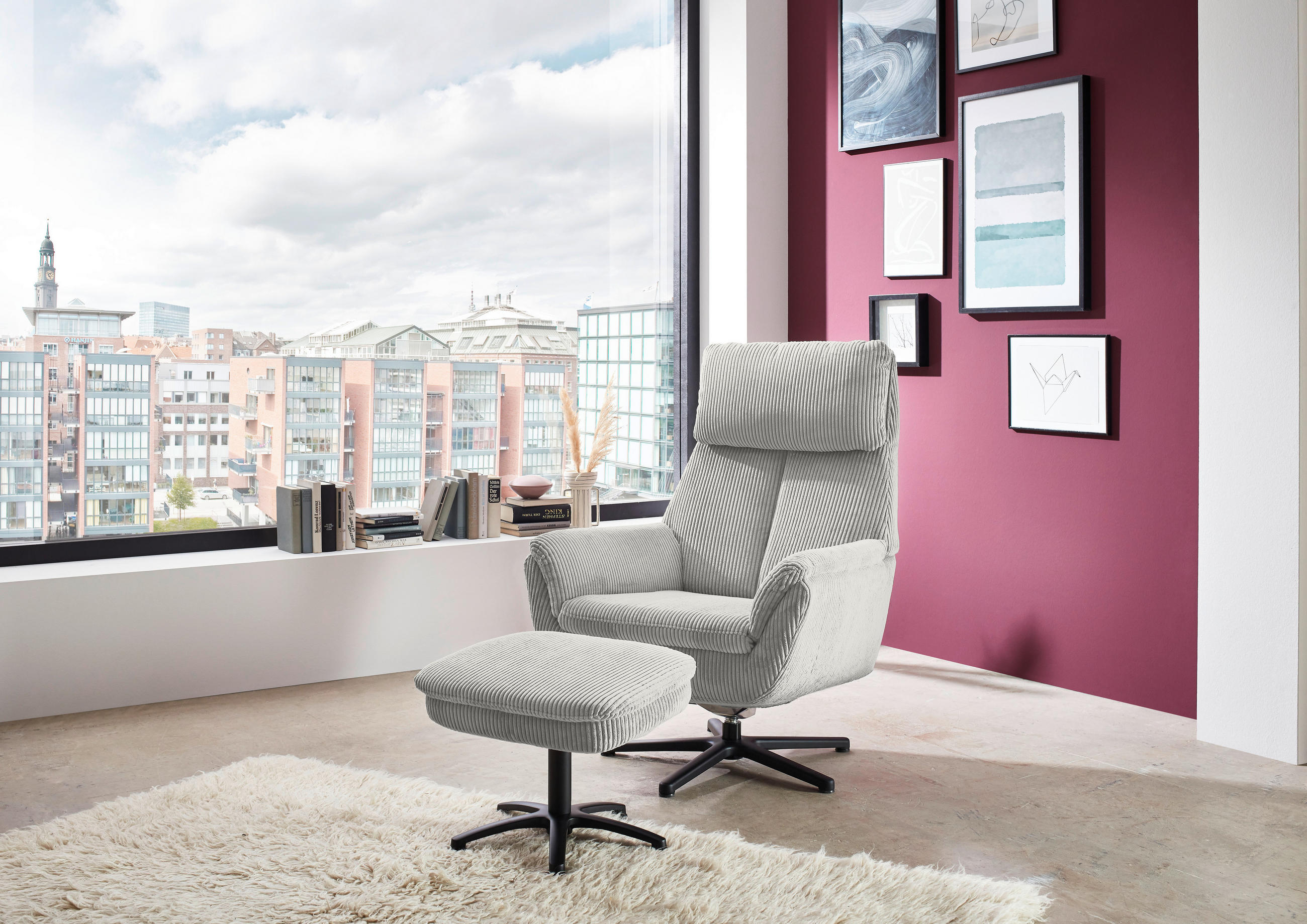 RELAXSESSEL Cord    - Beige/Schwarz, Design, Textil/Metall (79/108/89cm)