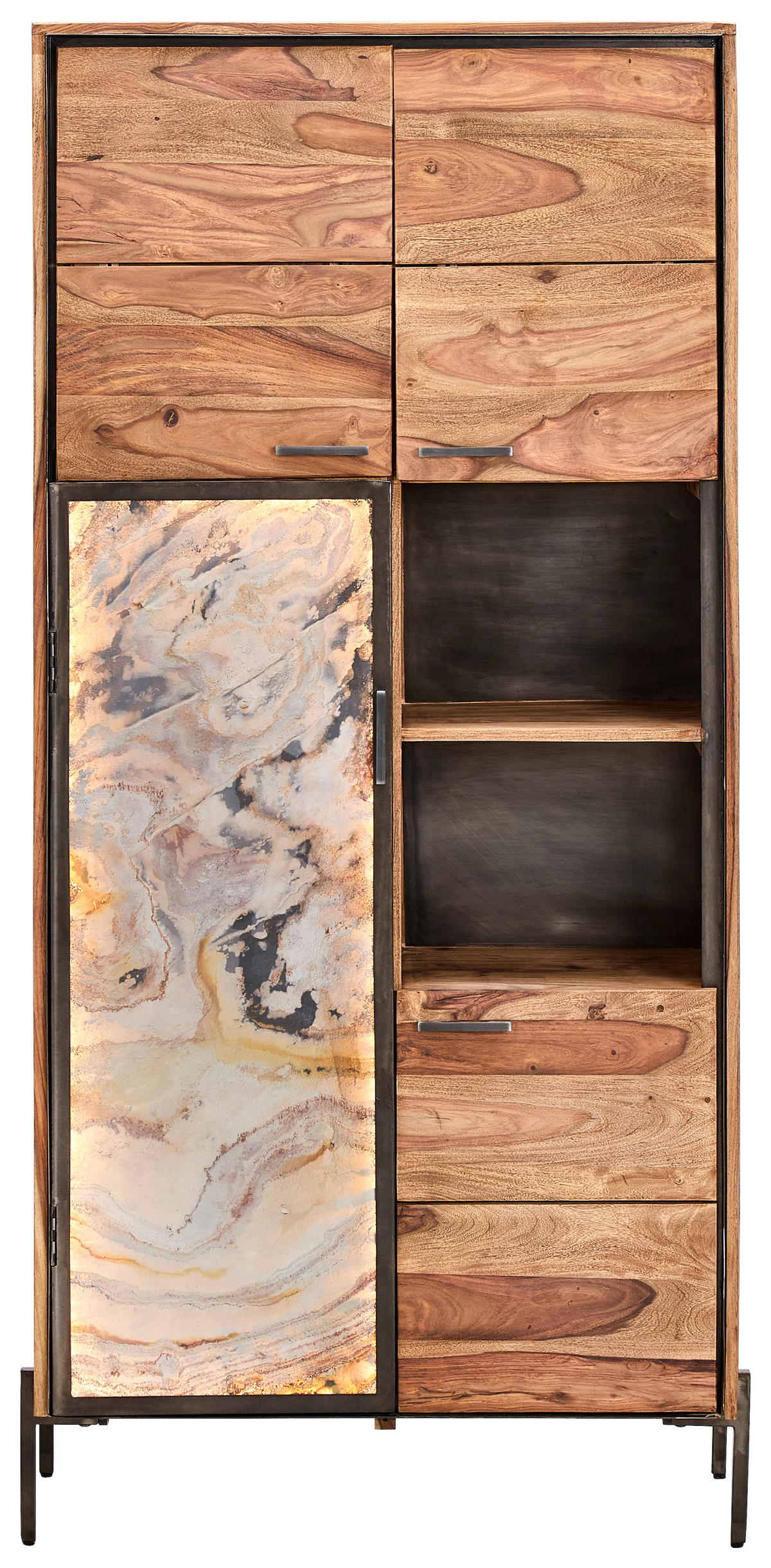 HIGHBOARD  in 90/195/40 cm  - Sheeshamfarben/Grau, KONVENTIONELL, Holz/Stein (90/195/40cm) - Livetastic