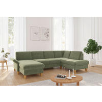 WOHNLANDSCHAFT Hellgrün Flachgewebe  - Eichefarben/Hellgrün, KONVENTIONELL, Holz/Textil (164/314/195cm) - Sit & More