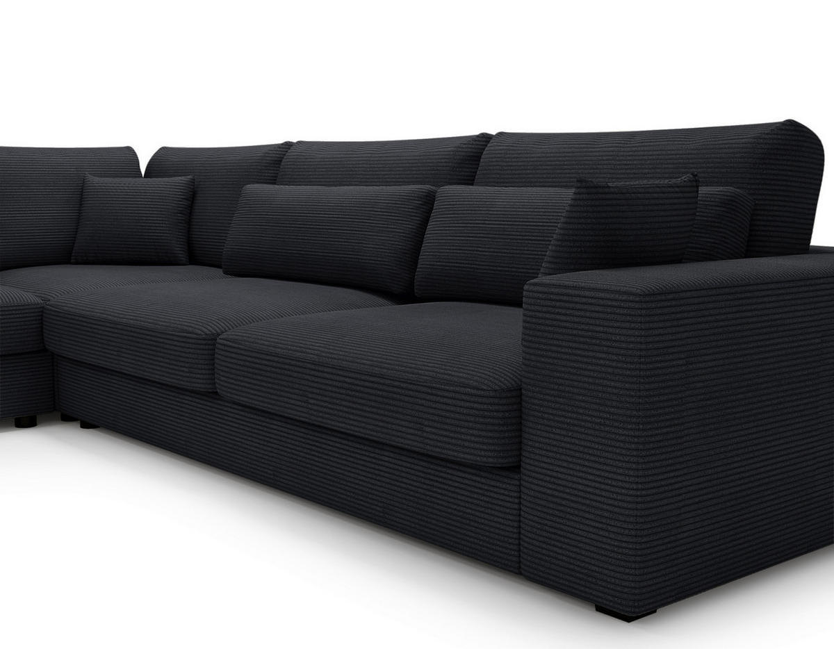 ECKSOFA Schwarz Cord  - Schwarz, KONVENTIONELL, Kunststoff/Textil (250/314cm) - Carryhome
