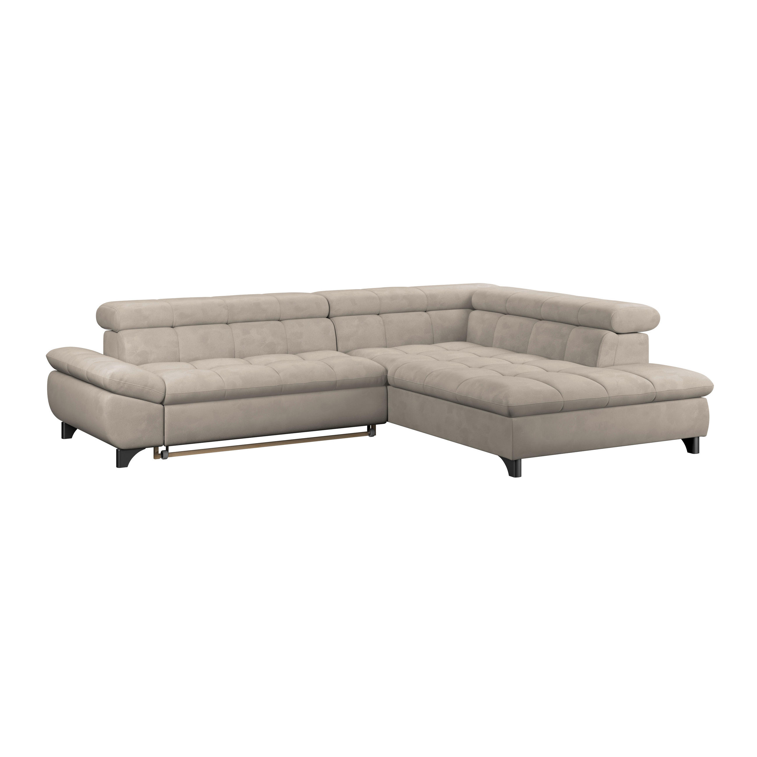 ECKSOFA Naturfarben Chenille  - Chromfarben/Naturfarben, KONVENTIONELL, Textil/Metall (312/234cm) - Livetastic